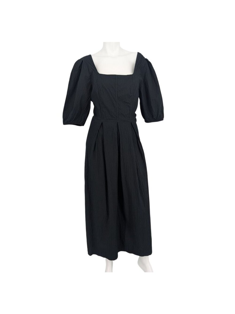 Black Puff Sleeve Fit Flare Maxi Dress Cottage Goth Minimalist Prairie XLarge‎